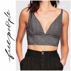 NWOT Free People Intimately Plaid V-Neck
Cropped Bra Top size XS